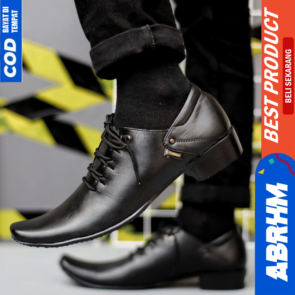 ABRHM Sepatu Kerja Hitam Kulit Formal Pantofel Ukuran Besar 44 45 46 47 Pria