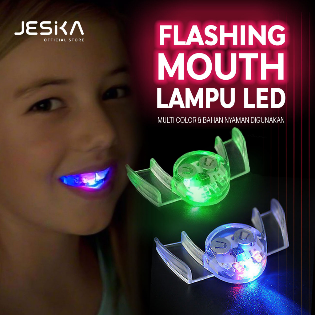 Lampu gigi mulut aksesoris mainan anak menyala kelap kelip behel warna warni flashing flushing mouth light flashlight exo viral toy for kids nyala led mulut lucu