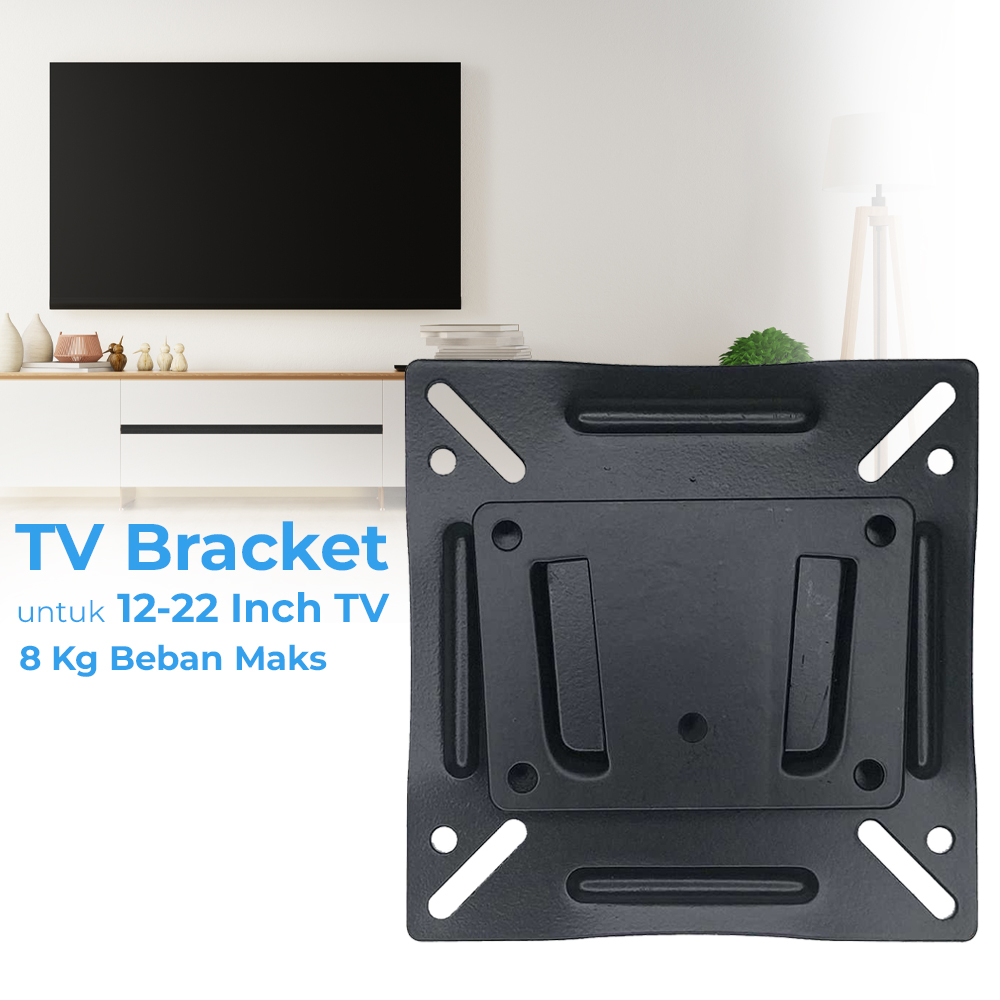 TV Bracket Metal 75 x 75 Pitch untuk 12-22 Inch Monitor &amp; TV / Bracket TV TERLARIS No #1 SeINDONESIA Bracket TV 12-22 inch KOKOH &amp; BERKUALITAS / Bracket Tv LCD LED 12-22 inch Universal / Bracket TV LED LCD 12-22 Inch Dijamin Cocok