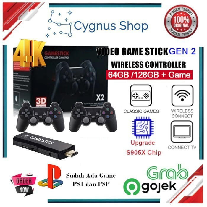 Game Stick 4K Gen 2 Retro Game Console Wireless Gamepad Controller HDMI TV Game SEGAMES DINGDONG