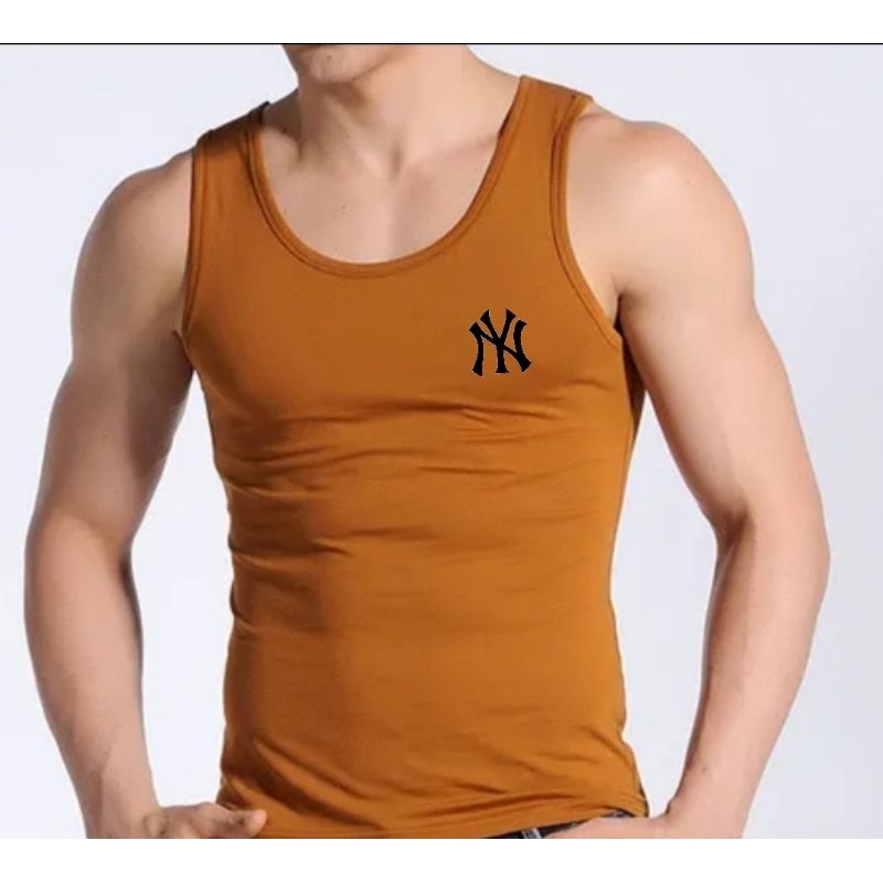 Singlet Dewasa Logo NY Atasan Oblong Tanpa Lengan Baju Distro Dalaman Pria Tanktop Logo COD