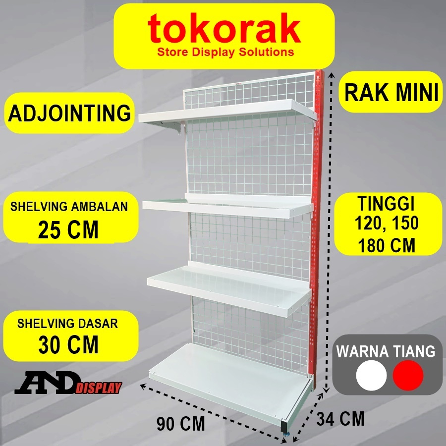 RAK MINIMARKET SUPERMARKET SINGLE ADJOINTING MINI 25 CM RAK GONDOLA WALL END ANDDISPLAY