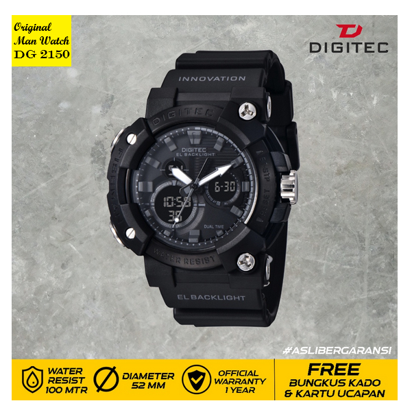 DIGITEC DG 2150 / DG-2150 / DG2150T / DA 2150 / DA-2150 / Jam Tangan Pria Analog Digital Dual Time O