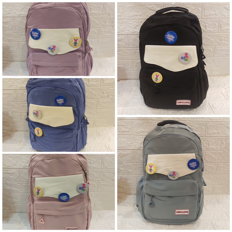 TAS RANSEL SD SMP SMA CLOUD LOVE 43x29x13cm FREE PIN//RANSEL BACKPACK