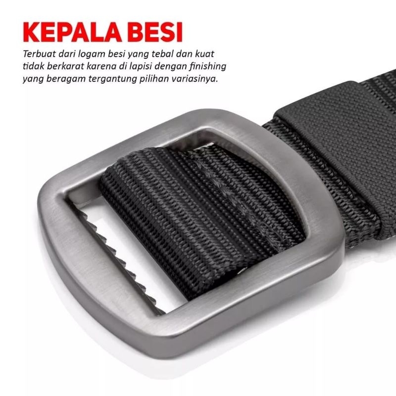 IKAT PINGGANG PRIA WANITA TACTIKAL ARMY KEPALA BESI