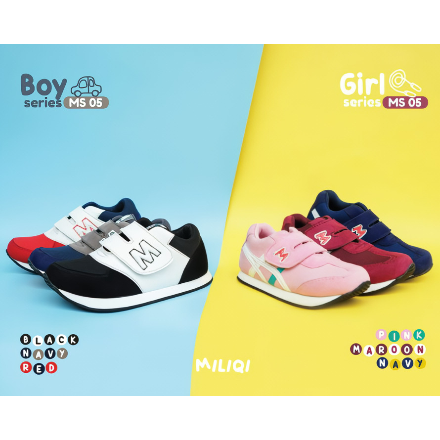 Sepatu Anak Laki-Laki Perempuan Casual Running Usia 1-8 Tahun Miliqi Shoes Model Terbaru Cocok Untuk Sekolah Barang Import Harga Murah