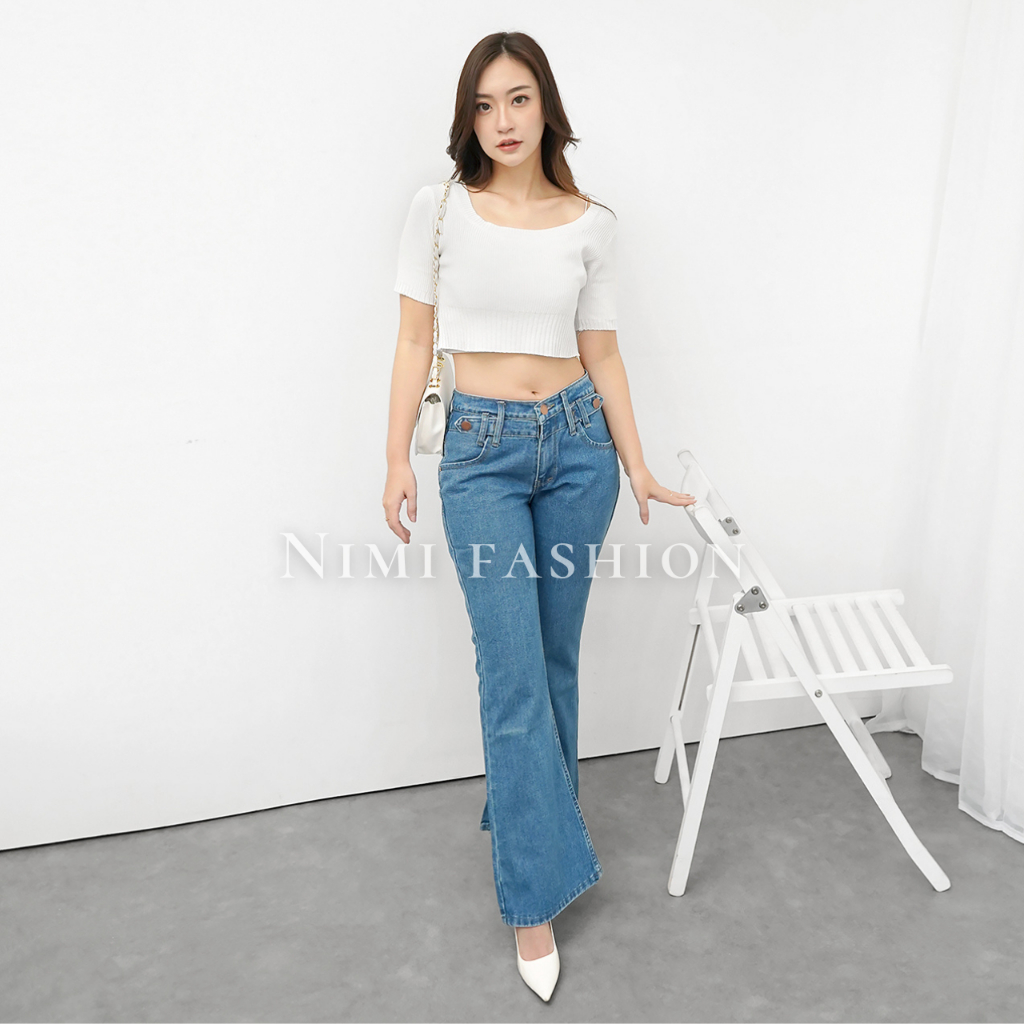 NIMI - Jeans Cutbray Highwaist Celana Hw Loose Jeans Valen