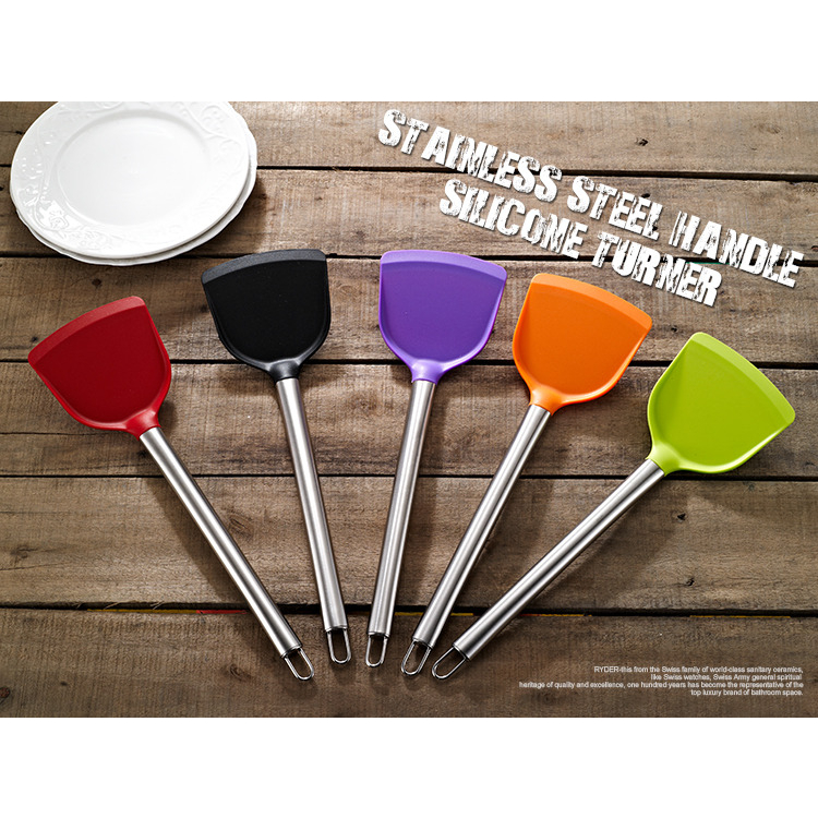 Spatula Sutil Silikon / Sodet / Spatula silikon gagang stainless / Kitchen utensil / Gagang stainles BPA free / tahan panas / Spatula masak / sodet silicone