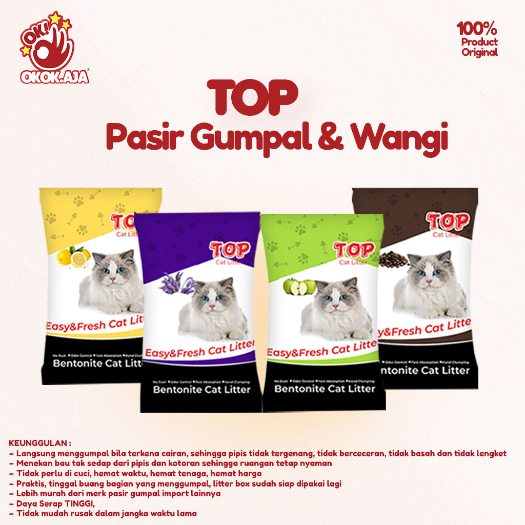 Pasir Kucing Gumpal Wangi TOP 20kg - Pasir Kucing 25L murah
