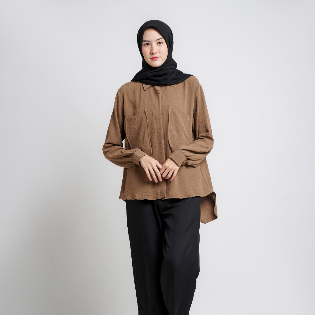 Kemeja Crinkle Blouse Oversize | Kemeja Wanita | Atasan Korean Style Oversize Fit XL