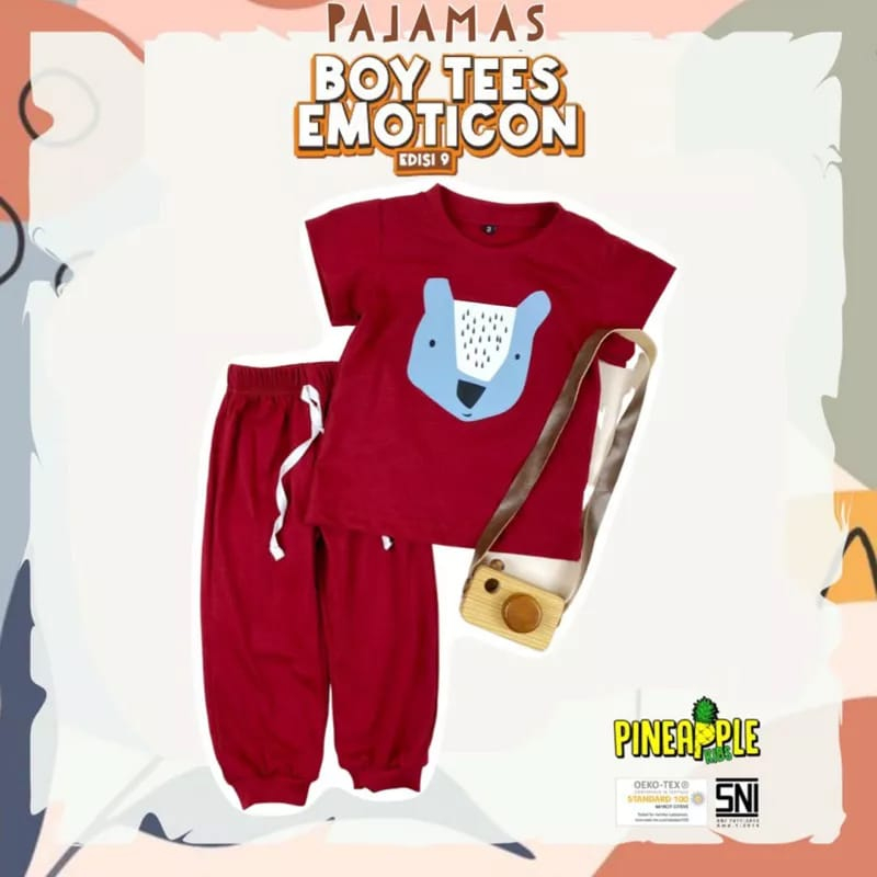 PAJAMAS TEES EMOTICON ANIMAL SETELAN JOGER ANAK 1-5 tahun Setelan Anak LakiLaki