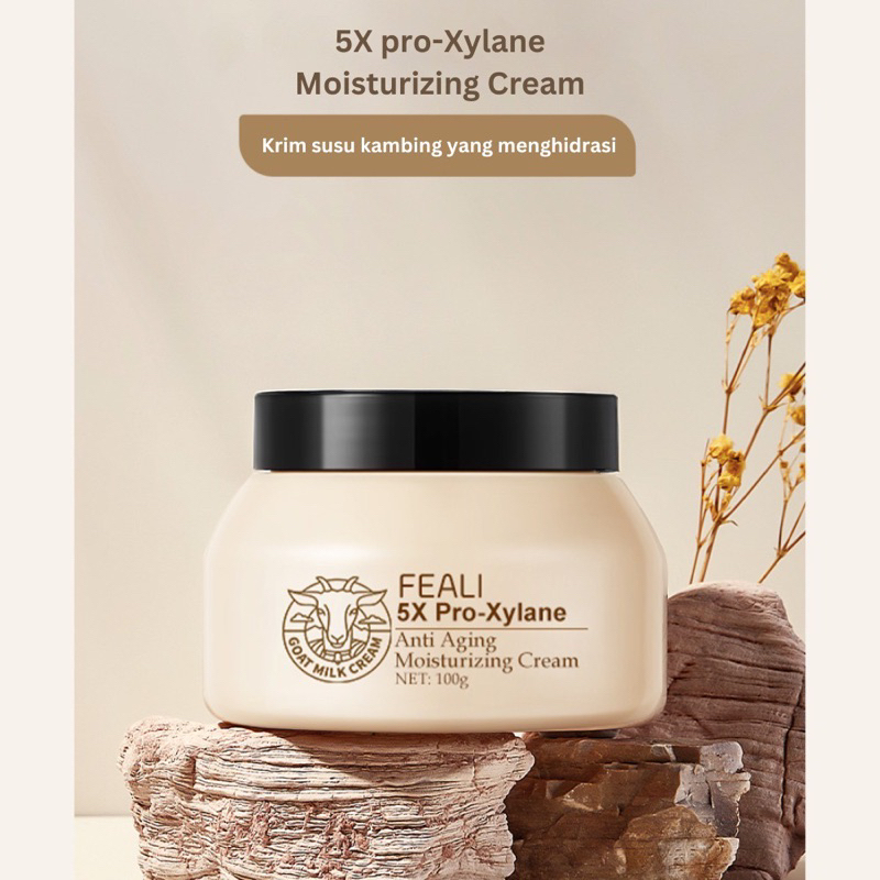 [BPOM] FEALI Moisturizer Cream &amp; Goat Milk Anti-Aging Pelembab Wajah Memperbaiki Skin Barrier 5X Pro-Xylane