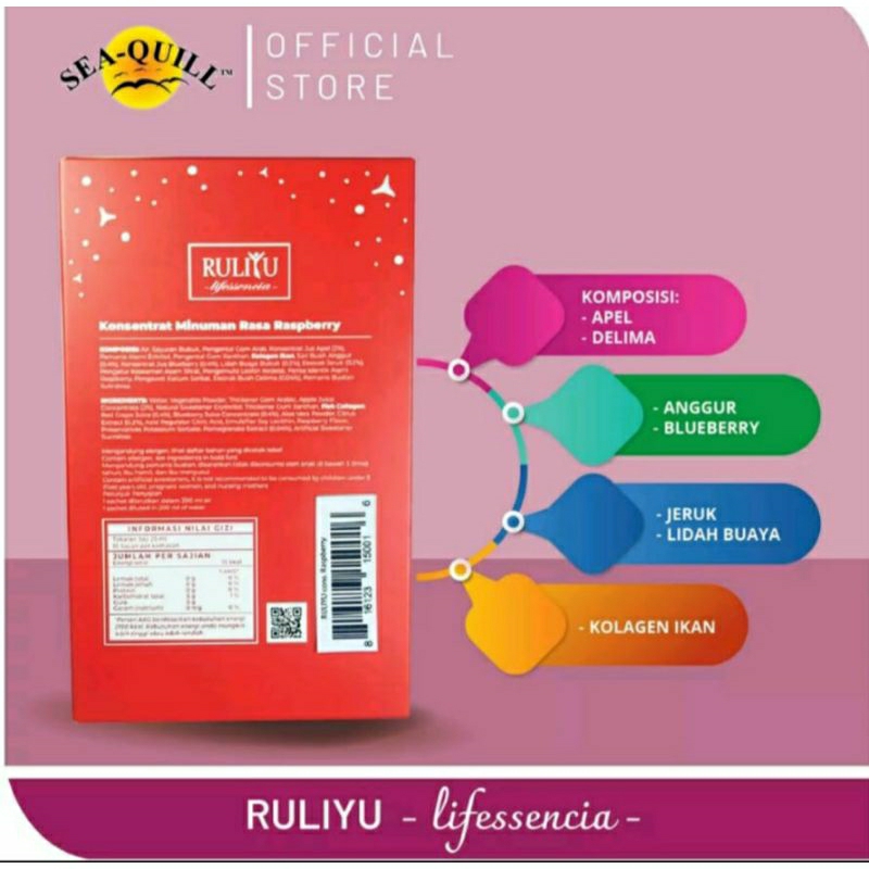 RuLiYu Konsentrat Raapberry Minuman Kesahatan Kulit Isi 10 sachet @25 mqql/Sachet