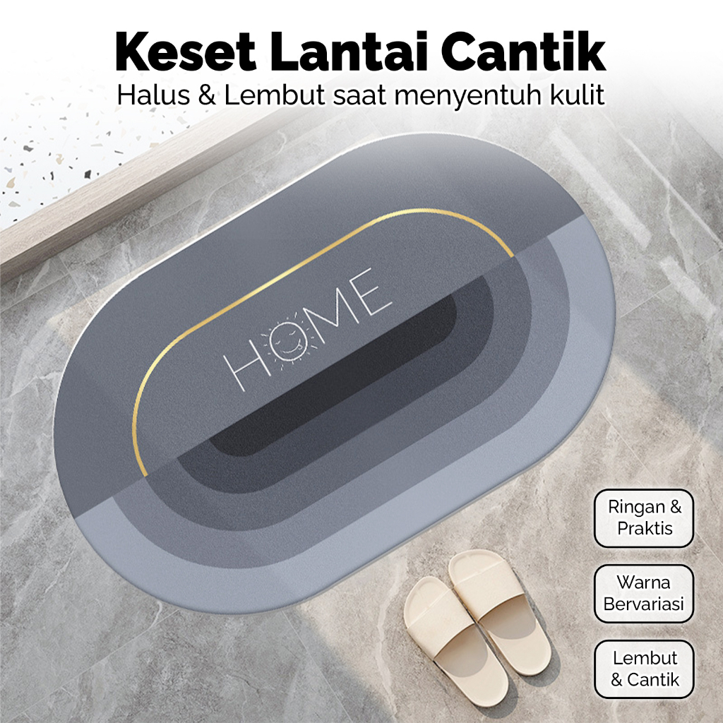 Keset Diatomite Anti Slip Keset Oval Keset Kamar Mandi Serap Air Keset Kaki Tebal 40x60cm Keset Lantai Keset Kamar Tidur Karakter - D2A1