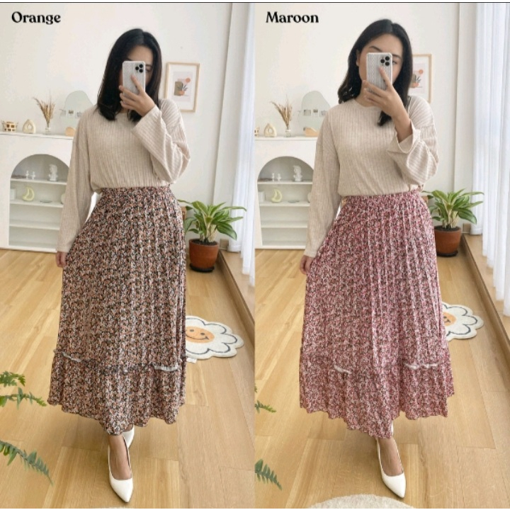 GS- ROK PLISKET SUSUN BUNGA DELI/ROK PLISKET TUTU/ROK PLISKET TINGKAT/ROK PLISKET MUSLIM PANJANG/MAXY SKIRT