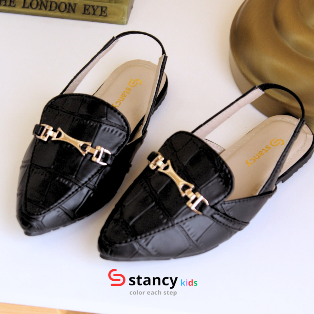 Stancy Kids x janitra Sepatu Sandal Anak Fashion casual  premium  Slipper Croco bahan motif buaya sol karet dan acc  logam