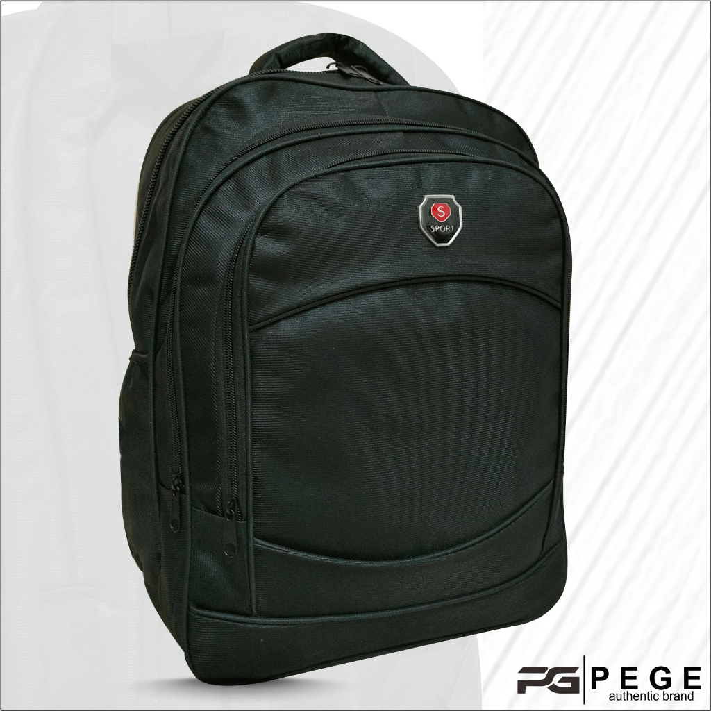 Tas Ransel Laptop Pria PEGE Enzio Tas Punggung Model Simpel Minimalis Hitam - PG 14