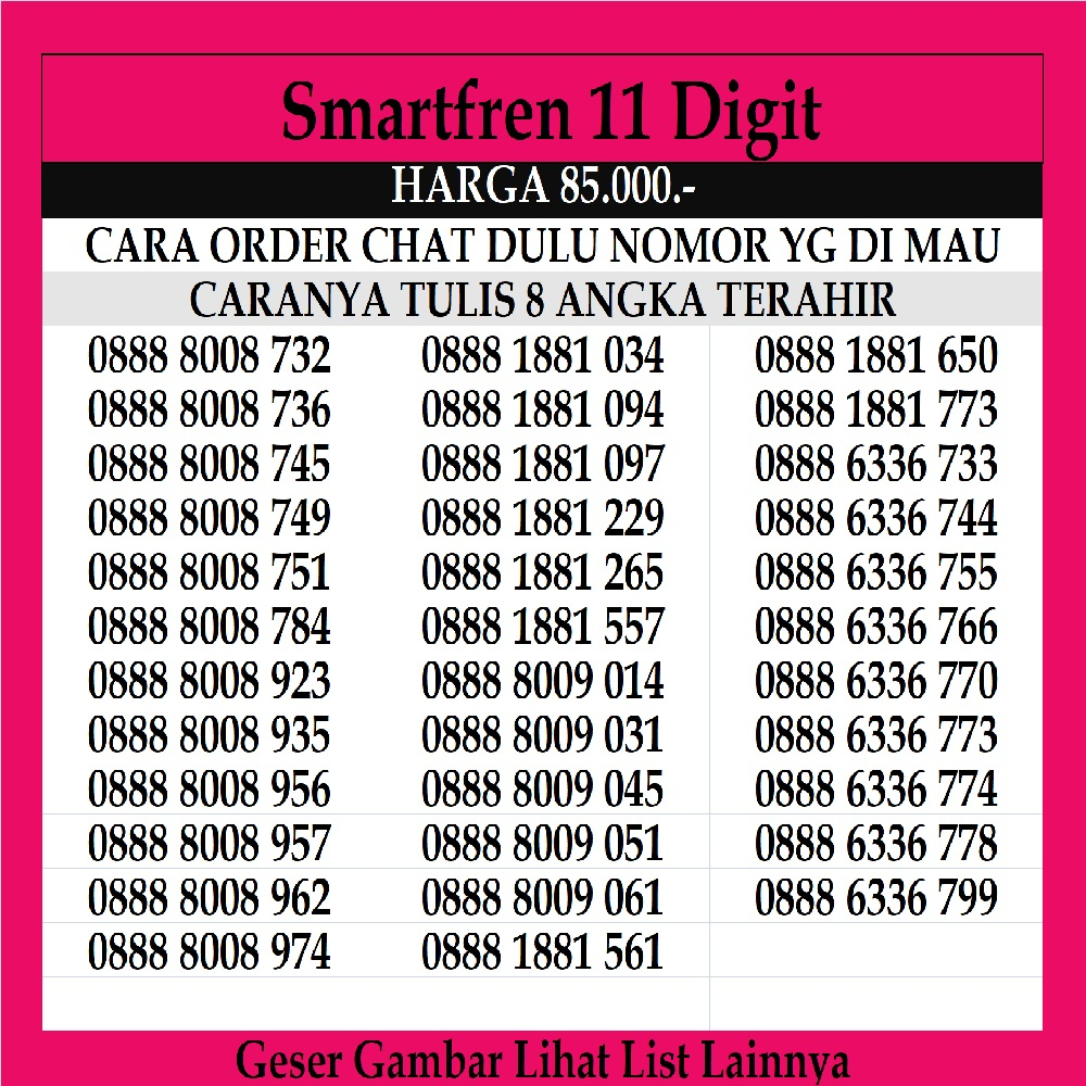 Nomor Cantik Smartfren 4G LTE 11 Dan 12 Digit Kartu Perdana Prabayar Nomer Smart fren