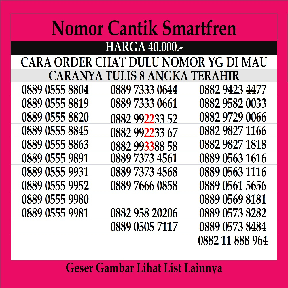 Nomor Cantik Smartfren 4G LTE 11 Dan 12 Digit Kartu Perdana Prabayar Nomer Smart fren