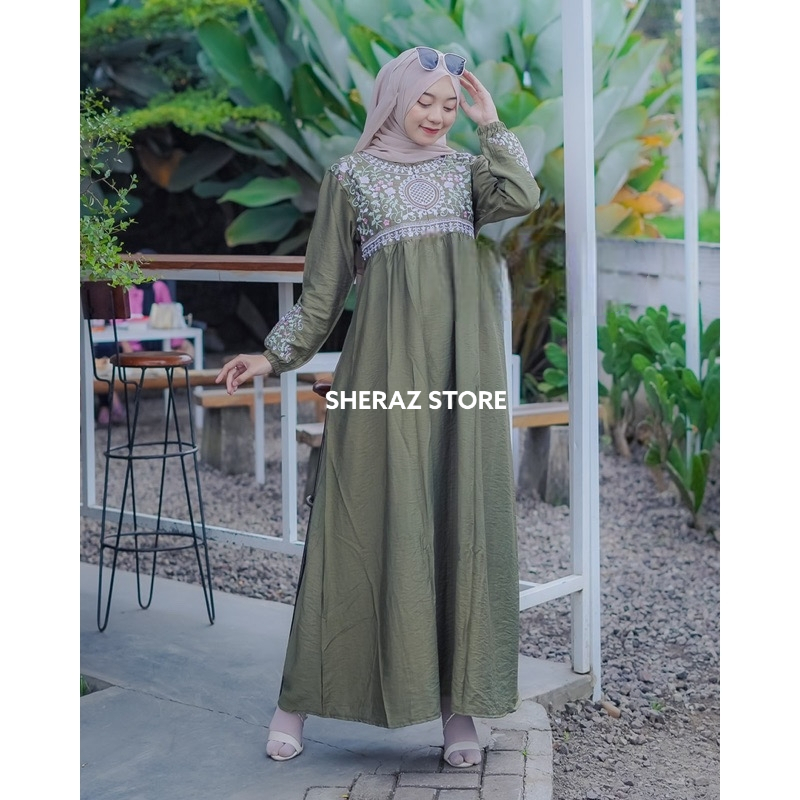 Gamis Bordir Jumbo Ld 120 130 140 SAKILA MAXI S M L XL XXL XXXL 5L Bahan Polo Linen Premium Terbaru