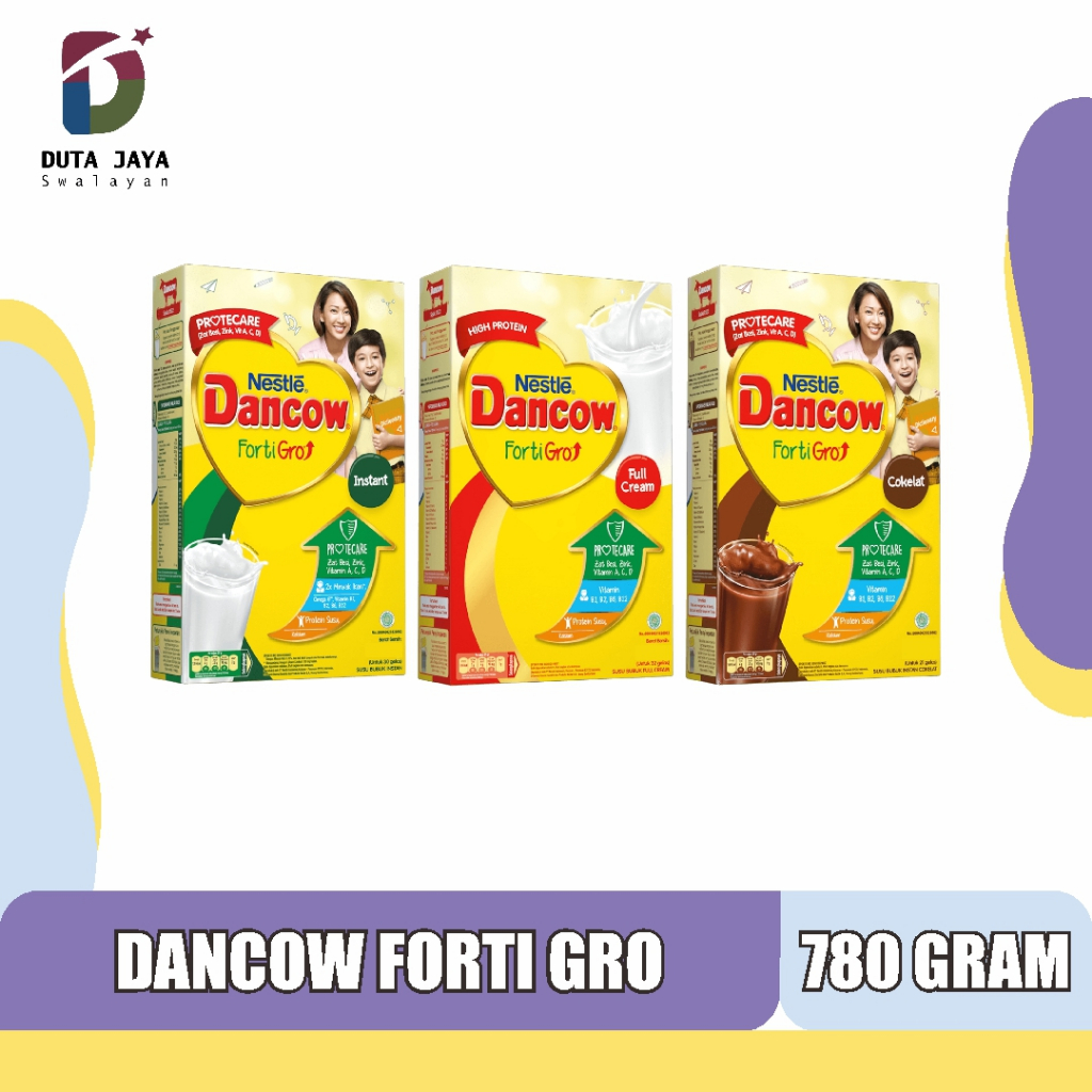Dancow Fortigro Susu Formula Pertumbuhan Anak Bubuk Full Cream, Instan, Cokelat 780 Gram