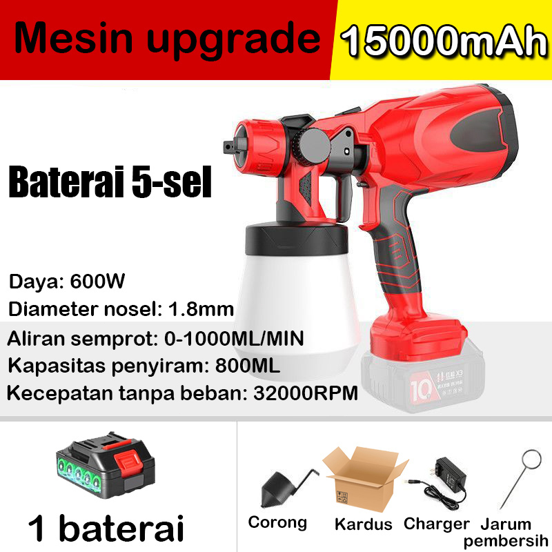 REAIM semprot cat listrik 800ML spray gun elektrik Spray Gun baterai Nosel 1.8mm Aliran 350ml / mnt