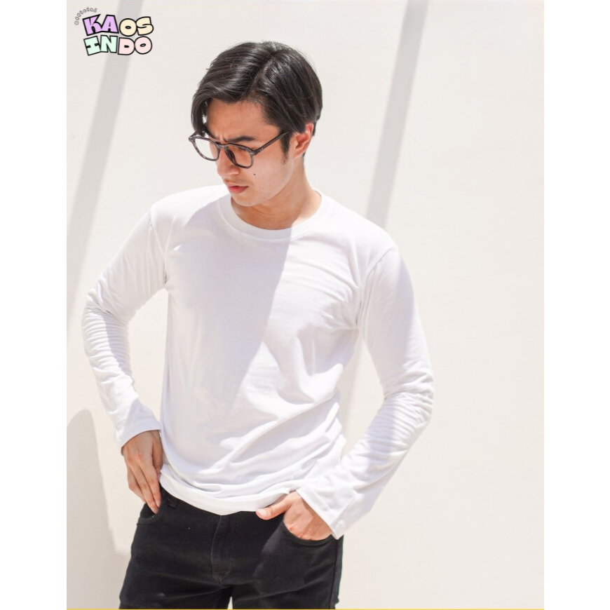 Kaos Lengan Panjang Pria Polos Cotton Combed Premium - Kaos Polos Lengan Panjang Pria Wanita Dewasa Round Neck