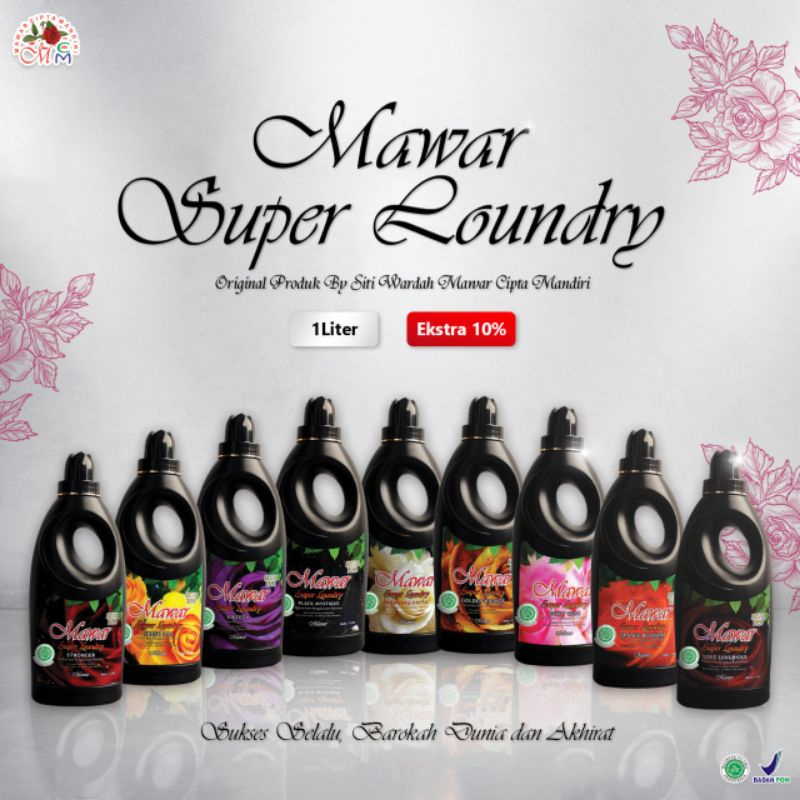 IDOLAKU Mawar Super Loundry Pengharum &amp; Pelicin Pakaian Botol 1 Liter