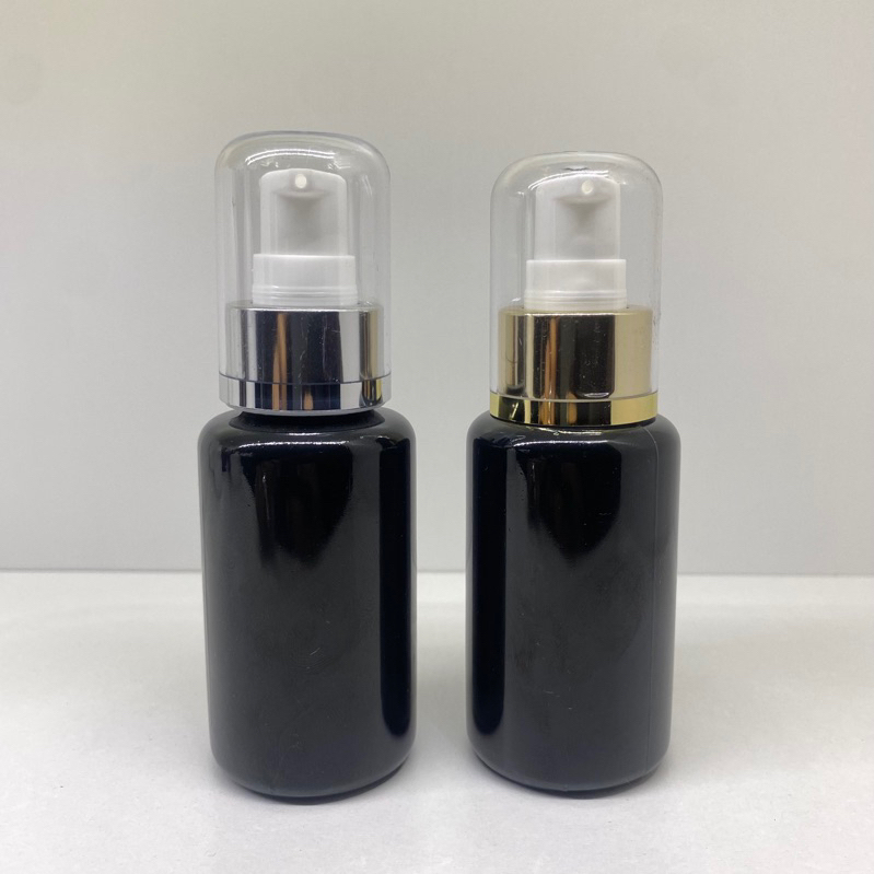 BOTOL TUBULAR 60ML HITAM PUMP TREATMENT FULLCAP GOLD SILVER FULL COVER 60 ML