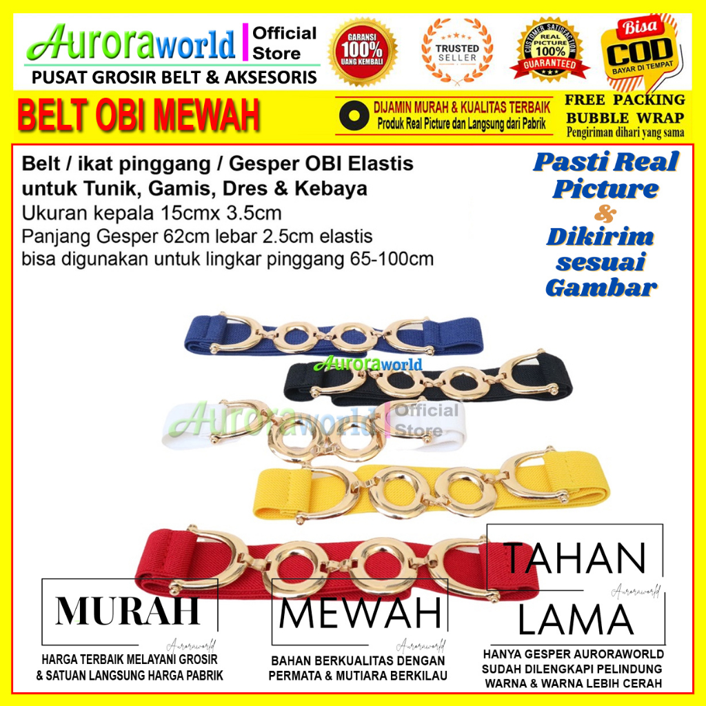 Auroraworld belt rantai sabuk rantai untuk gamis, dress, tunik ikat pinggang wanita OBI korea bisa COD