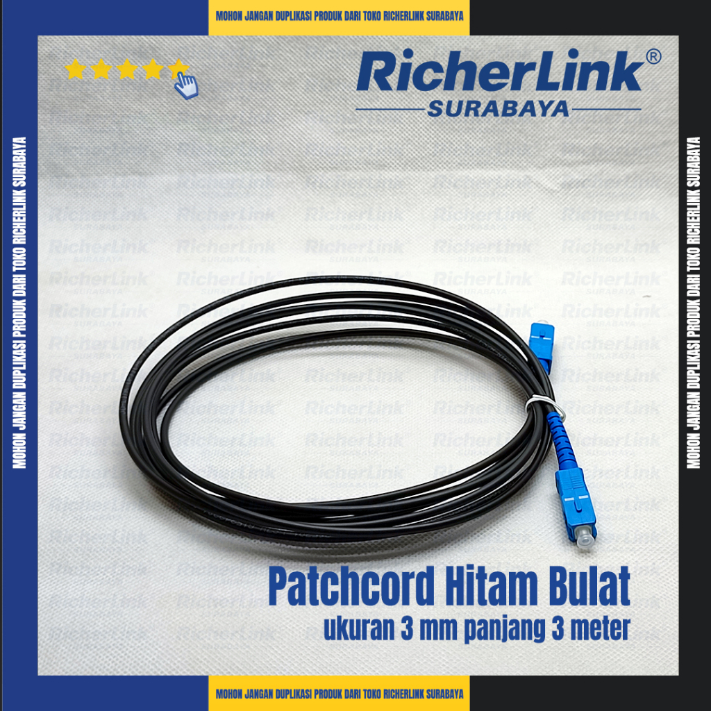 Patchcord Bulat SC-UPC 3 mm 3 Meter - Hitam Outdoor (Jolink)