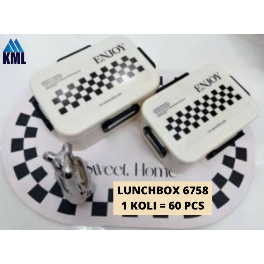 LUNCHBOX//KOTAK MAKAN ENJOY PERSEGI MOTIF CATUR KD 6758 KAPASITAS 1000ml