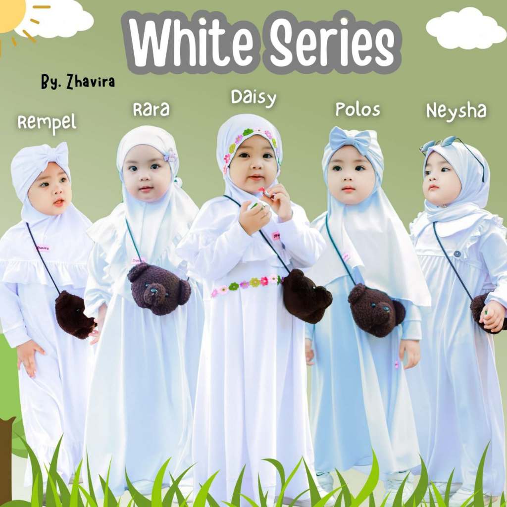 AfsheenaStore Gamis Rempel White Series/ Gamis Anak Perempuan By Zhavira