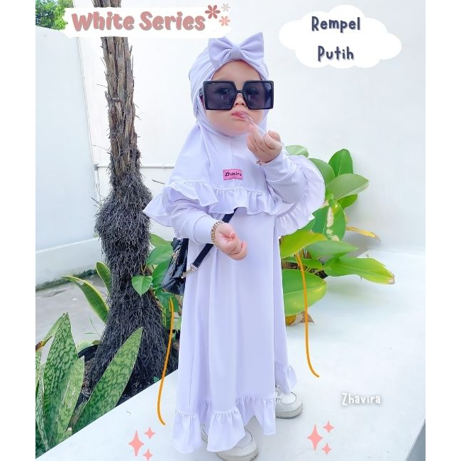 AfsheenaStore Gamis Rempel White Series/ Gamis Anak Perempuan By Zhavira