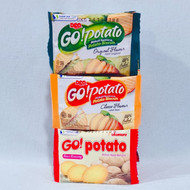 

Go Potato Biskuit Kentang Original / Keju / Rasa Kentang (20 Pcs)