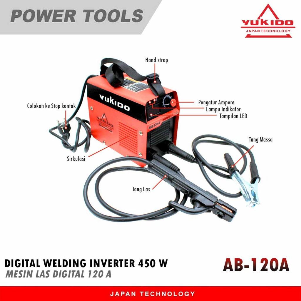 Paket set MESIN LAS LISTRIK DIGITAL mesin las 450 watt Japan Technology Mesin Las Listrik Inverter Welder 120A Dan Siku Magnet KDK 4pcs Set dan kacamata OTOMATIS