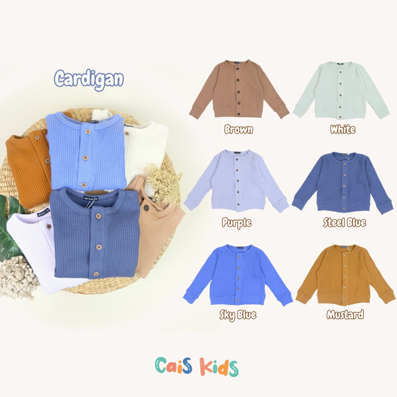 Cardigan bahan knit waffle rib outer mantel untuk bayi &amp; anak perempuan umur  1 2 3 4 5 6 7 8 tahun