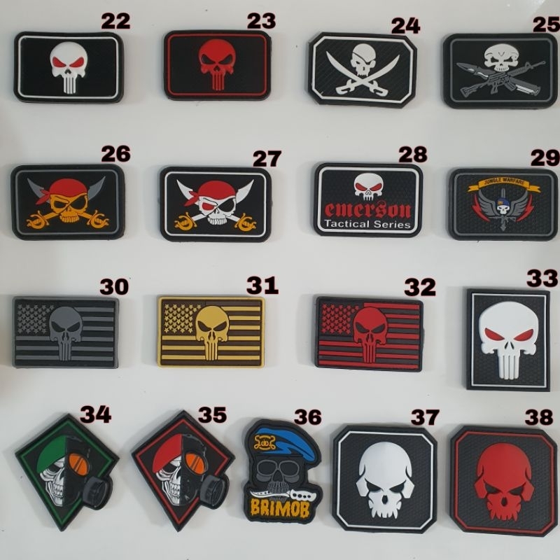 patch rubber logo tengkorak / funiser / tactical / tempelan emblem karet velcro