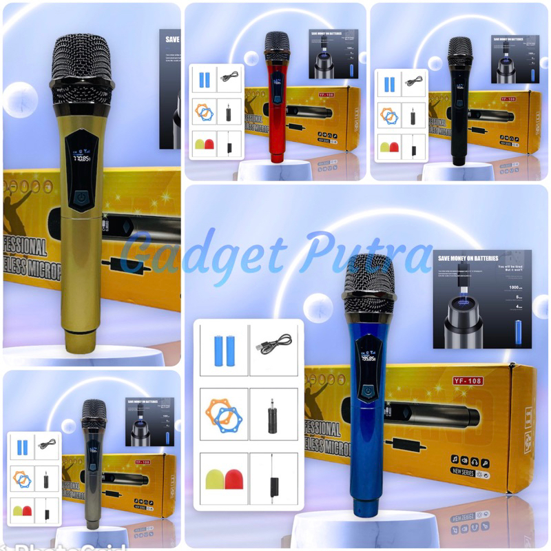 Mic wireless YF-18 with receiver 1mic/ single mic bluetooth multi michrophone wireles pengisian tipe charging