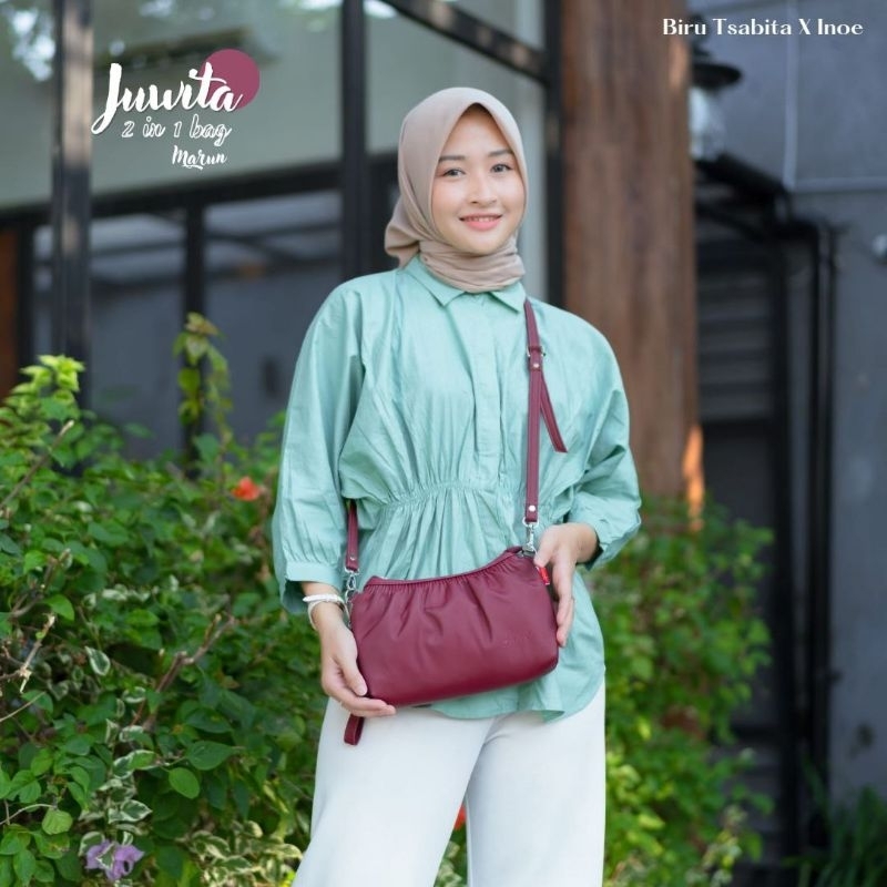 TAS SELEMPANG JUWITA BAG BY INOE DAN BIRU TSABITA BAHAN CHOCOLY ANTI AIR PREMIUM