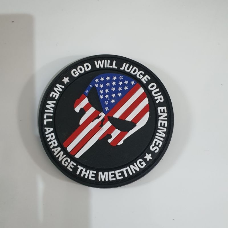 patch rubber logo tengkorak funiser godwill bendera u.s.a / tempelan emblem karet velcro