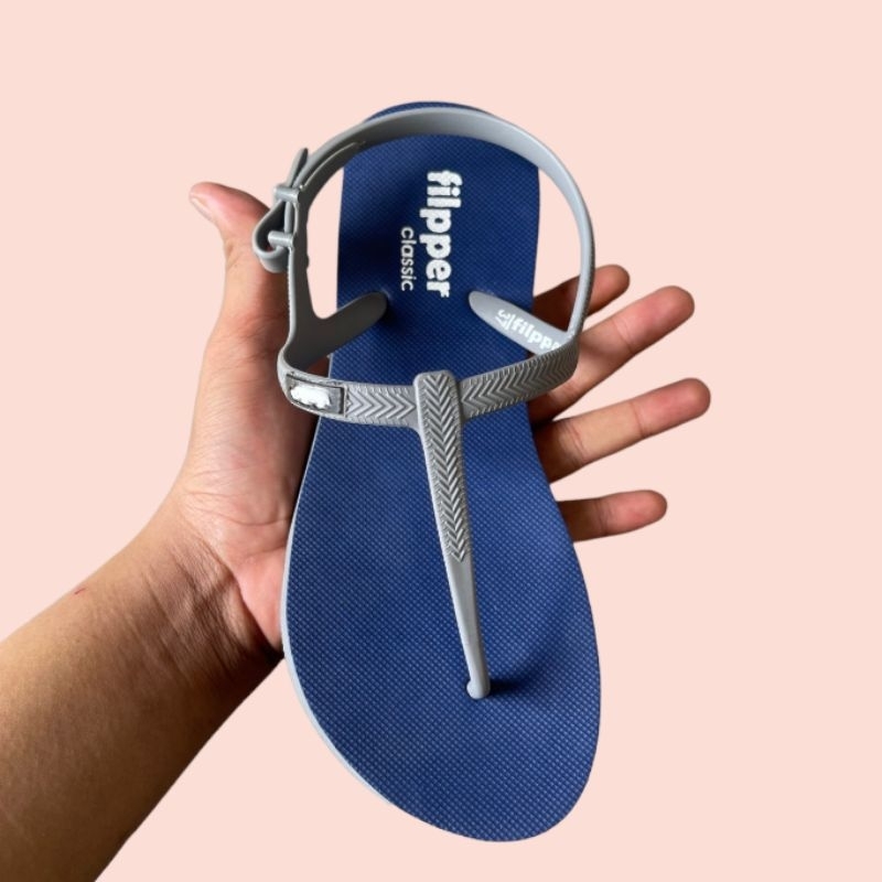 Sandal Wanita Filpper Jepit Tali Strap Karet Rubber Santai Sendal Japit Cewek Pantai Grey