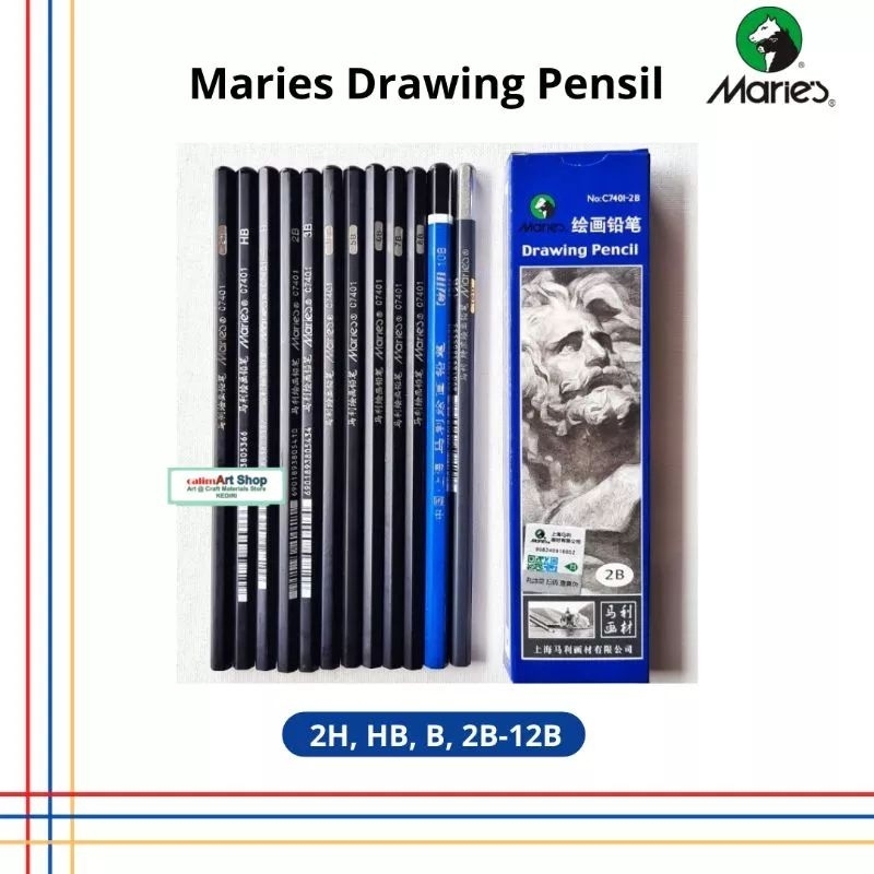 

Pensil Gambar Maries Drawing Pencil Set 12pcs 2H-12B | 1 set , bisa ecer hemat lebay