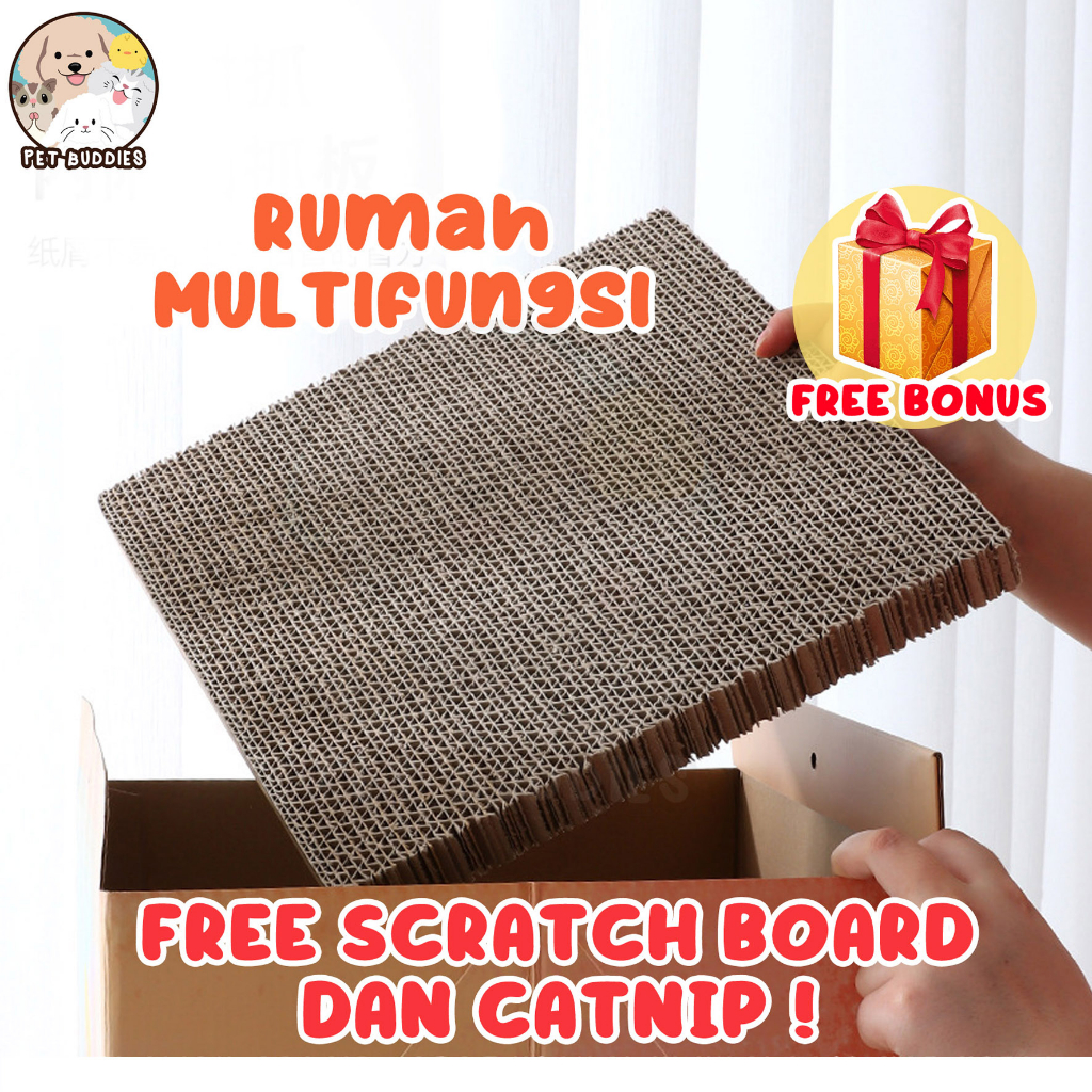 [FREE BONUS]Milk Box Rumah Kucing Lucu FREE Scratching Board dan Catnip