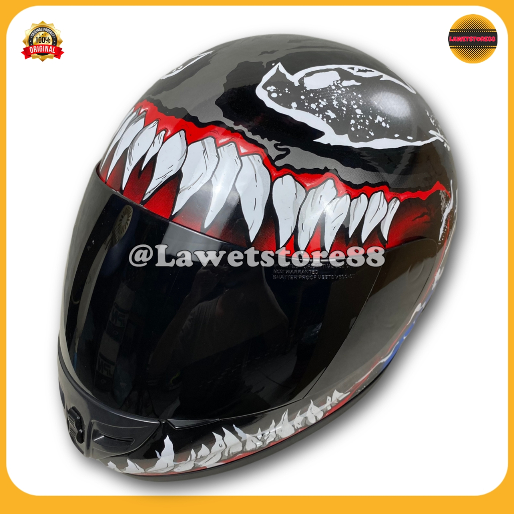 Helm Sepeda Motor Full Face Kbr Motif Venom K2 Dan Mandalika Original Helem Cakil Pria Wanita Dewasa