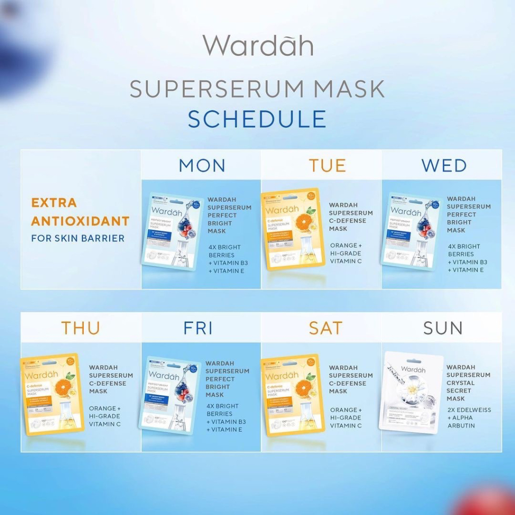 WARDAH Perfect Bright Superserum Mask Indonesia / Masker Wajah 20ml / 4X Bright Berry &amp; Vitamin E / Mencerahkan Secara Instan / Brightening Glowing Moisturizing Hydrating Menutrisi Melembabkan Kulit Muka / Skincare Face Care Series / Facial Essence Sheet