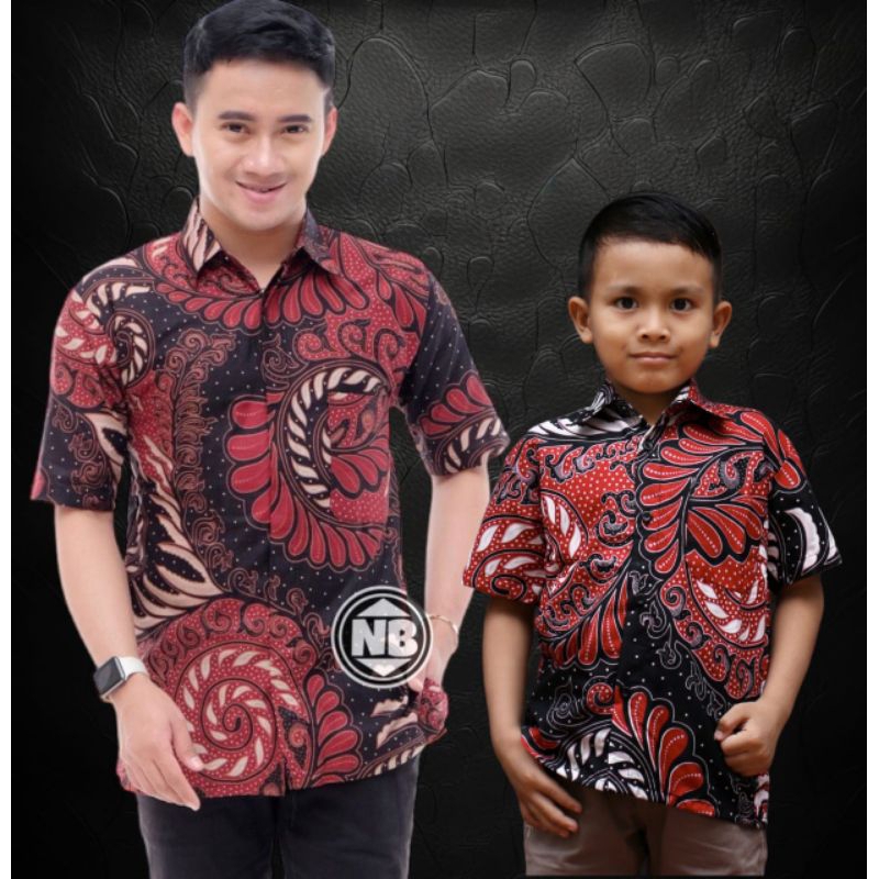 TERBARU Couple sweet | Batik Kawung Biru | couple batik ayah dan Batik anak cowok BATIK Puser Merah Batik Terbaru Batik 2023