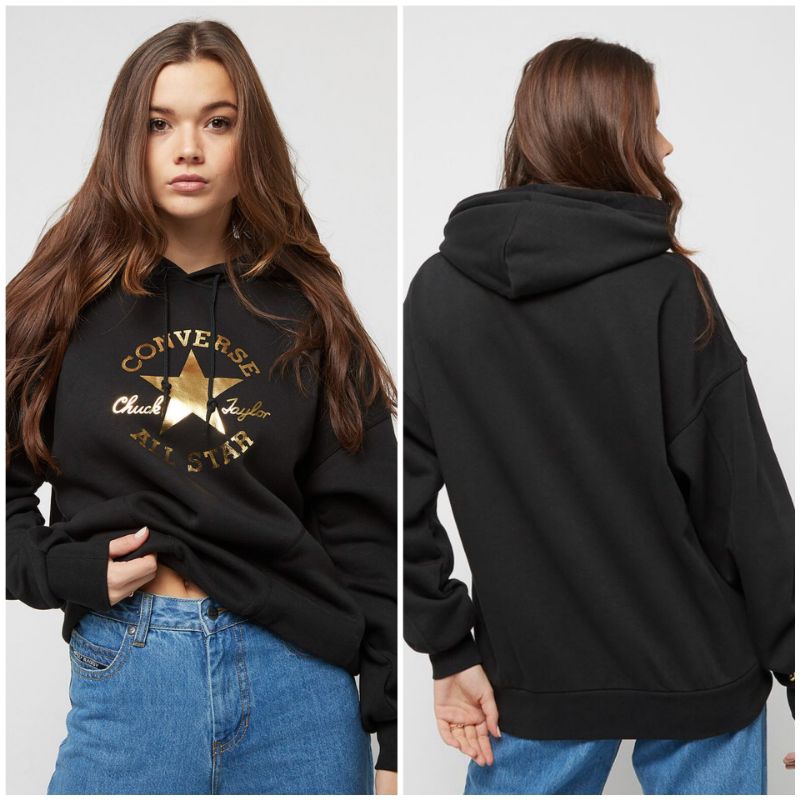 Jaket Converse Chuck Taylor PO Hoodie BLACK size L Original 100% - CONVERSE HOODIE JACKET SALE