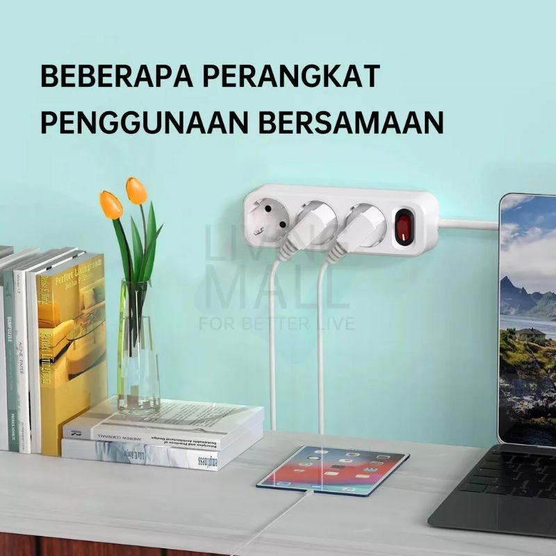 STOP KONTAK KABEL 1.5 METER 2/3/4/5 LUBANG BER-SNI