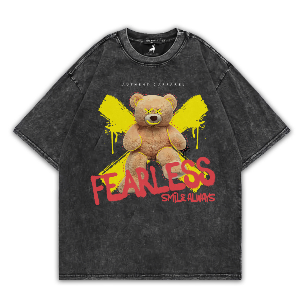 PolarVision T-shirt Washed Oversize Teddy Bear Streetwear Distro Sandwash